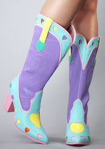 Space Cowgirl Heart Boots in Pastel