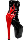 X Hustler Ruby Flame Platform Boots in Black Red