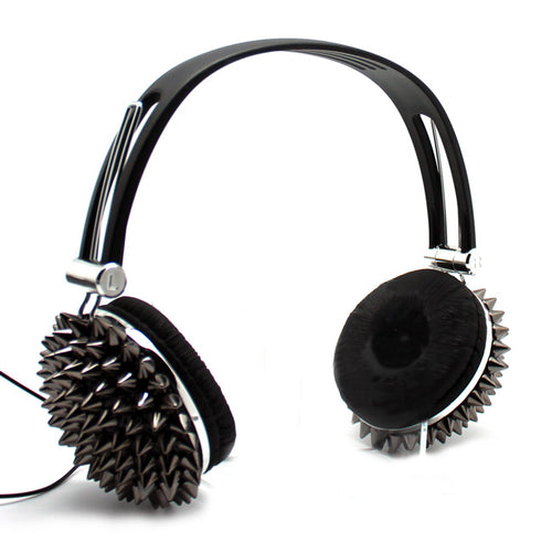 Spiked Stereo Headphones in Gunmetal
