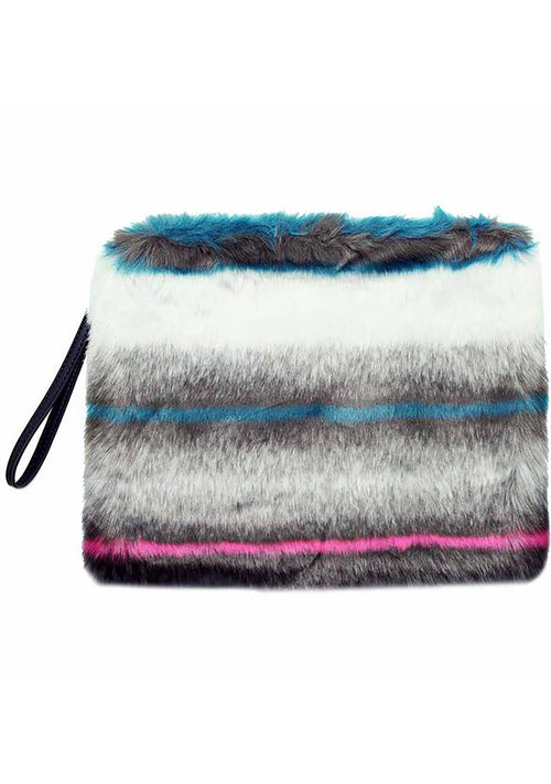 7 LUXE Rabbit Faux Fur Clutch Handbag