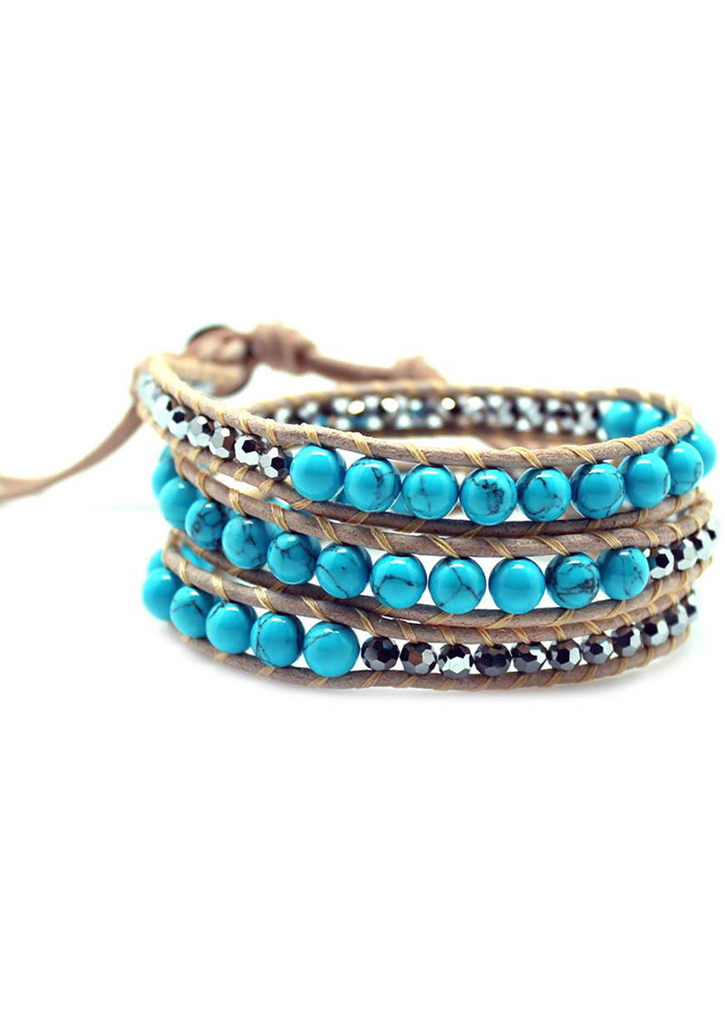 LUXE Shop LUXE Single Multi Beaded Wrap Bracelet in