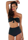 Lolli Swim 108 Degrees Front Tie Bandeau Bikini Top in Black